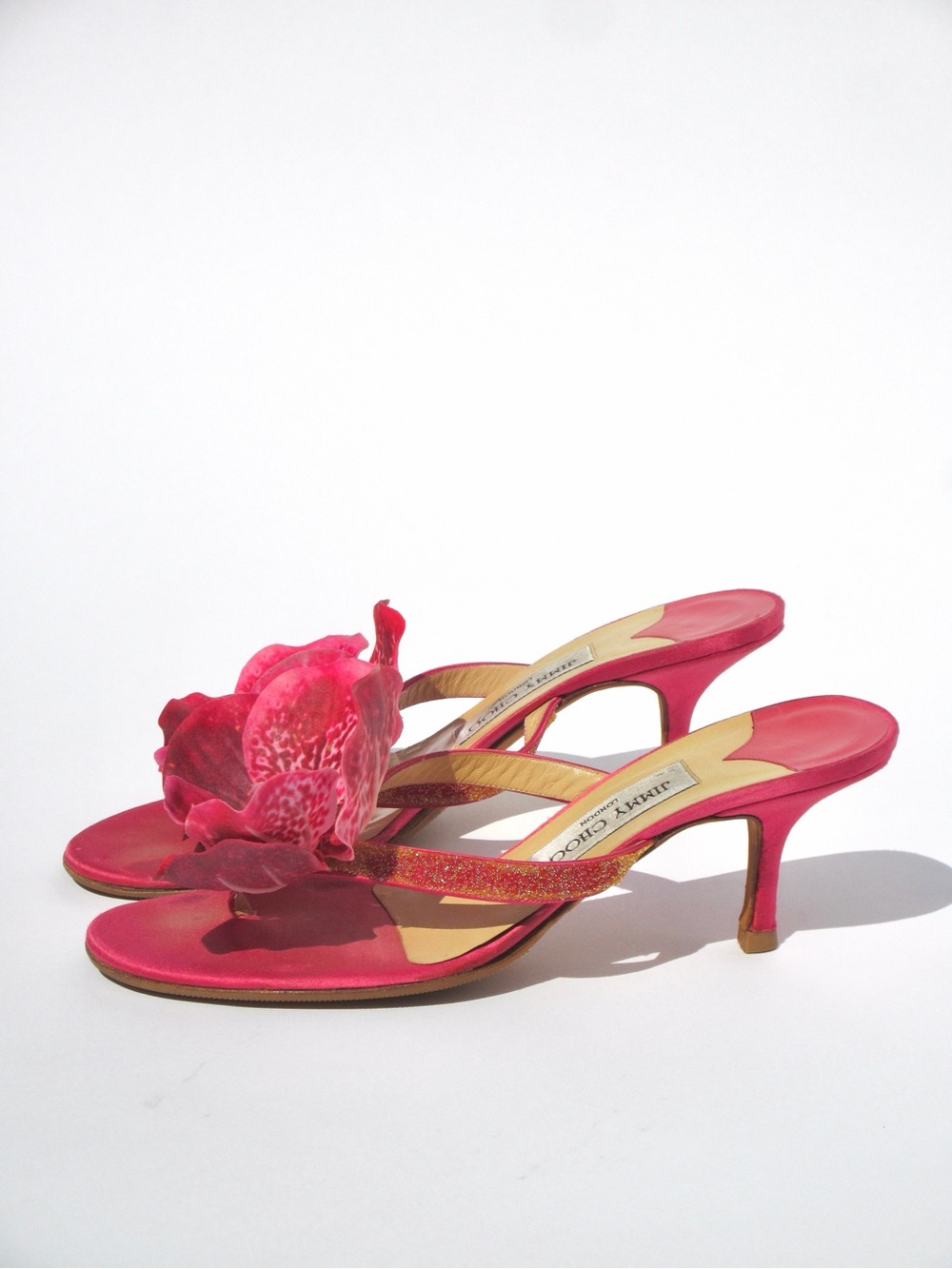 Reworked Upcycled Jimmy Choo Pink Orchid Kitten Heels - Picture 4 of 6